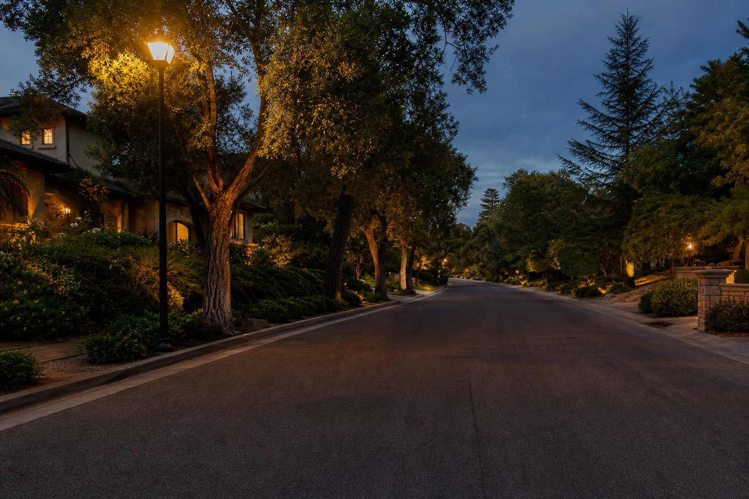 Home exterior at night